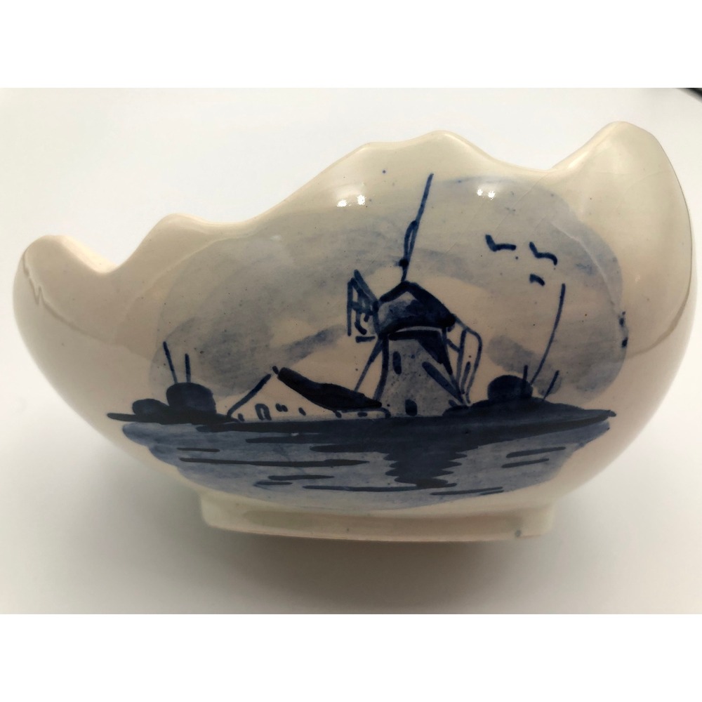 Vintage Delft Blue Handpainted Windmill Ceramic Dish